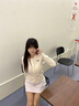 MMLG開(kāi)衫毛衣女2025早秋新款韓里韓氣圓領(lǐng)慵懶感女修身短款針織衫外套 黃色 S 曬單實(shí)拍圖