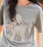 森馬（Semir）代露娃|短袖t恤女中長(cháng)款印花上衣25夏寬松純棉套頭衫109325100032 曬單實(shí)拍圖