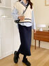 藏藍色半身裙女秋冬季2025新款高腰顯瘦時(shí)尚包臀裙垂感衛裙直筒裙 藏青色 S (26) 曬單實(shí)拍圖