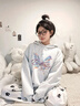 一寸相思灰色連帽衛(wèi)衣女款設(shè)計感上衣秋冬2025年新款爆款寬松大碼加絨外套 白灰-暈染蝴蝶 XL【150-170斤】 曬單實拍圖