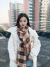 viney新款圍巾女百搭保暖高級感圍脖加厚披肩生日情人節禮物送女友老婆 卡其色 曬單實(shí)拍圖