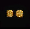 周六福爆閃方糖黃金耳釘耳飾女七夕情人節禮物計價(jià)A0913173一對約2.11g 曬單實(shí)拍圖