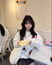 棉致可愛卡通小狗毛巾繡開衫外套女春秋季2025新款休閑衛(wèi)衣慵懶風(fēng)上衣 H953白灰色【高品質(zhì)35.5】 L 100-120斤 曬單實拍圖