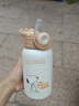 史努比（SNOOPY）兒童保溫杯帶吸管直飲男女小學(xué)生316不銹鋼喝水杯子雙蓋壺500ml咖 曬單實(shí)拍圖