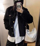 DGOV黑色小香風(fēng)羊羔毛加厚毛毛絨外套女冬季小個(gè)子感寬松夾棉上衣 黑色-冬款加厚 S 建議80-95斤 曬單實(shí)拍圖