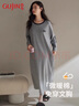 古今（GUJIN）春秋新品純棉睡裙女長(cháng)家居服裙子休閑寬松大碼可外穿睡衣帶胸墊L 曬單實(shí)拍圖