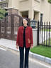 唐致中老年60歲70媽媽中式國風(fēng)春秋季毛呢外套女老人奶奶太太呢子衣服 紅色 XL 【建議106-115斤】 曬單實(shí)拍圖