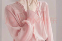 伊薇衣法式溫柔風(fēng)荷葉邊長(cháng)袖雪紡襯衫2025秋季新款洋氣寬松喇叭袖上衣女 粉色【關(guān)注店鋪優(yōu)先】 L 曬單實(shí)拍圖