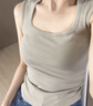 宜而爽【50支棉】女士背心帶胸墊可外穿居家內衣高彈寬肩打底衫女 曬單實(shí)拍圖