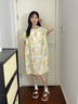 棉綢睡裙女夏薄款2025新款睡衣韓版甜美少女網(wǎng)紅家居外穿裙子QM 白底彩花2301 均碼 (90-140斤內穿) 曬單實(shí)拍圖
