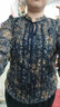 玖姿（JUZUI）復古碎花網(wǎng)紗上衣女春款優(yōu)雅系帶時(shí)尚小衫商場(chǎng)同款 花丈青 S 曬單實(shí)拍圖