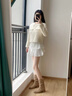 ZHR短靴女絨面尖頭褶皺堆堆靴女復古百搭顯瘦西部女靴 BL656杏色37 曬單實(shí)拍圖