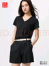 優(yōu)衣庫女裝竹節(jié)紗V領(lǐng)T恤/短袖棉白T上衣打底內(nèi)搭春夏新款483576 00 白色 L /160/88A 曬單實(shí)拍圖