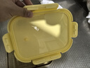 希樂扣耐熱玻璃飯盒出餐盒可微波密封便當(dāng)盒帶蓋碗保鮮盒 琥珀長分隔+包 曬單實拍圖