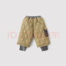 巴厘小豬男童褲子冬季加絨保暖嬰兒棉褲夾棉加厚工裝褲假兩件新年寶寶長(cháng)褲 灰芥黃 90 cm 曬單實(shí)拍圖