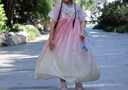 芭米諾女童中國風(fēng)漢服中秋節(jié)古裝超仙連衣裙夏款兒童唐裝襦裙 粉色 130 曬單實(shí)拍圖