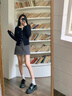 唐菓蜜新款連衣裙女2025春秋女裝韓系減齡氣質(zhì)甜美風(fēng)小個(gè)子顯瘦套裝裙子 藏青開(kāi)衫+內搭+灰色短裙 M 曬單實(shí)拍圖