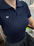 UR七夕2025秋季新款女簡(jiǎn)約休閑紋理萌寵刺繡修身針織衫UYY950100 藏青 M 曬單實(shí)拍圖