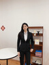 晨芙職業(yè)西裝女套裝氣質(zhì)英倫風(fēng)商務(wù)前臺面試正裝小西服外套工裝工作服 黑外套+西褲+白襯衫 M 建議90-100斤 曬單實(shí)拍圖