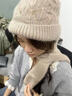 暢印新款冬季針織風(fēng)雪帽騎車(chē)保暖媽媽時(shí)尚護耳包頭帽女帽子圍巾一體帽 優(yōu)雅駝色 曬單實(shí)拍圖