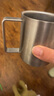 onlycook316不銹鋼雙層水杯 帶刻度防燙喝牛奶杯防摔防燙杯子 300ml小豬 曬單實(shí)拍圖