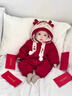 WVD2025龍年嬰兒衣服秋冬過年紅色拜年喜慶百天周歲禮服寶寶冬季冬裝 龍年加厚絨連帽哈衣+禮袋套餐 龍 66 CM建議1-3個(gè)月 曬單實(shí)拍圖