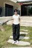 PHIGEER速干運動(dòng)套裝女夏季透氣寬松羽毛球服短袖專(zhuān)業(yè)跑步健身訓練服t恤 杏色兩件套（黑褲） M【推薦90-108斤】 曬單實(shí)拍圖
