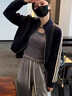 芭芙達妮短款棒球服外套女2025春秋新款小個(gè)子休閑百搭夾克開(kāi)衫上衣潮 藏青色 M :106-115斤 曬單實(shí)拍圖