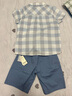 戴維貝拉（DAVE＆BELLA）兒童五分褲套裝學(xué)院風(fēng)男童上衣褲子兩件套小童新款夏天衣服 藍色格【現貨】 140 cm（建議身高130-140cm） 曬單實(shí)拍圖