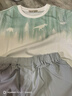 戴維貝拉兒童抗菌涼感長(cháng)褲套裝夏裝男童短袖薄T恤兩件套 曬單實(shí)拍圖