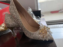 樂(lè )卡利婚鞋新娘高跟鞋秀禾婚紗兩穿不累腳氣質(zhì)高級感水晶尖頭細跟女單鞋 香檳金38碼 8cm 曬單實(shí)拍圖