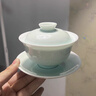 景德鎮(zhèn)（jdz）陶瓷白瓷蓋碗家用功夫茶具中式三才蓋碗影青浮雕茶碗教師節(jié)禮物 曬單實拍圖