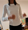 哈魯迪長(cháng)袖打底衫T恤女裝春夏季圓領(lǐng)內搭白色正肩修身顯瘦百搭弧形薄衫 白色 M （80-110斤） 曬單實(shí)拍圖