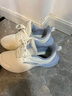 安踏氫跑女鞋運動(dòng)鞋春季軟底皮網(wǎng)面透氣減震體測跑步鞋輕便休閑鞋子 【皮面防潑水】象牙白/氧氣藍-9 37.5 曬單實(shí)拍圖