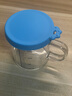 雙集兒童小牛奶杯刻度迷你奶杯玻璃計量160ML100ml150毫升家用早餐杯 160ML玻璃小奶杯+（藍色）蓋 曬單實(shí)拍圖