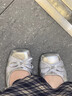 小野七天銀色芭蕾風(fēng)方頭淺口平底單鞋女2025新款夏季配裙子復古瑪麗珍鞋子 法式方頭蝴蝶結單鞋【銀色】 36碼 曬單實(shí)拍圖