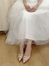 奈芭莎 NAIBASAR粗跟婚鞋女 2025新款法式水晶低跟單鞋婚宴禮服鞋 香檳金-4公分 36 曬單實(shí)拍圖