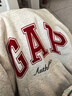 GAP女裝2025秋季新款撞色Logo寬松抓絨套頭連帽衫衛衣上衣792499 淺灰白 L (170/92A) 亞洲尺碼 曬單實(shí)拍圖