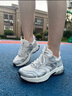 超級安踏AT913丨運動休閑鞋女鞋秋季透氣復古彈力膠跑步鞋子女122528895U 象牙白/銀-1 37.5 /(女6.5碼) 曬單實拍圖
