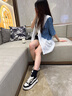 星期六（St&Sat）品牌黑白熊貓板鞋女2025秋季新款小白鞋真皮厚底鞋子運動(dòng)休閑女鞋 黑色 36 曬單實(shí)拍圖