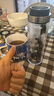 XDO一鍵開(kāi)蓋水杯男士茶杯雙層玻璃泡茶杯子防爆耐高溫全鋼蓋 曬單實(shí)拍圖