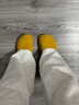 百麗踏牛皮版厚底增高包頭勃肯鞋女2026新款懶人一腳蹬半拖鞋外穿涼鞋 黃色 38 曬單實(shí)拍圖
