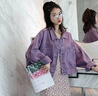 法舒琳短款白色工裝外套女春秋季新款寬松韓版棒球服夾克氣質(zhì)上衣短外套 紫色 M 95-105斤 曬單實(shí)拍圖