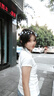 哈魯?shù)侠泵庙n系學(xué)院風(fēng)短袖T恤女2025夏季新款正肩短款顯瘦百搭收腰上衣 白色 M (91-105斤) 曬單實(shí)拍圖