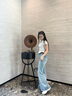 美麗衣櫥（BEAUTIFUL WARDROBE）高腰雙扣微喇牛仔褲女生秋季休閑長褲寬松氣質(zhì)垂感拖地設(shè)計馬蹄褲 曬單實拍圖