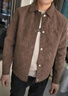 春秋季夾克男2026新款青年痞帥潮牌翻鹿皮絨秋裝上衣服男士外套 【棕色】 4XL 【建議160-175斤】 曬單實(shí)拍圖