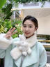 唐獅（TonLion）可愛(ài)卡通圍巾女秋冬季2025新款韓版毛絨圍脖加厚保暖毛領(lǐng)純色百搭 米白色 曬單實(shí)拍圖
