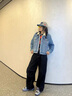 Levi's李維斯25年秋冬新款女士休閑多口袋仿羊羔絨牛仔外套36136 中藍色 L 曬單實(shí)拍圖