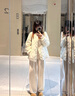 LPOX羽絨棉服女款2025年最新款秋冬棉衣外套女夾棉休閑百搭外套女 米白色 M 推薦100-114斤 曬單實(shí)拍圖