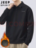JEEP SPIRIT吉普POLO衫男士衛衣秋冬季寬松長(cháng)袖翻領(lǐng)t恤衫上衣男 黑色加絨 2XL 曬單實(shí)拍圖